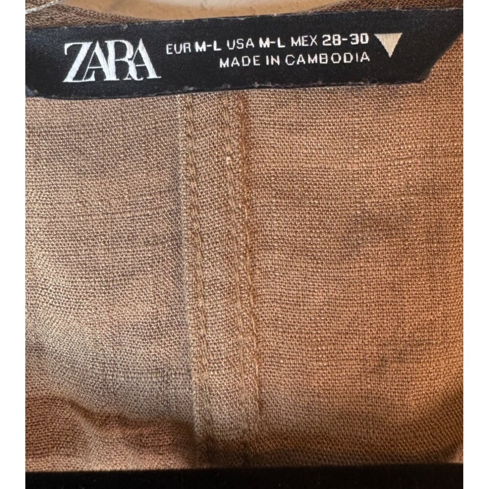2/$30 ZARA Womens M-L Wrap Blouse Taupe Brown Viscose Blend - Picture 5 of 15